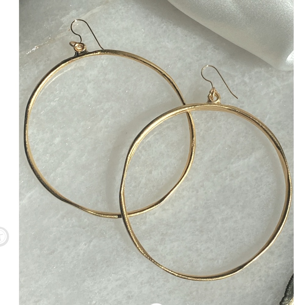 Boho Gold Hammered Hoop Earrings